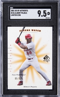 2001 UD SP Authentic Limited #126 Albert Pujols Rookie Card (#05/50) Jersey Number! - SCG MT+ 9.5